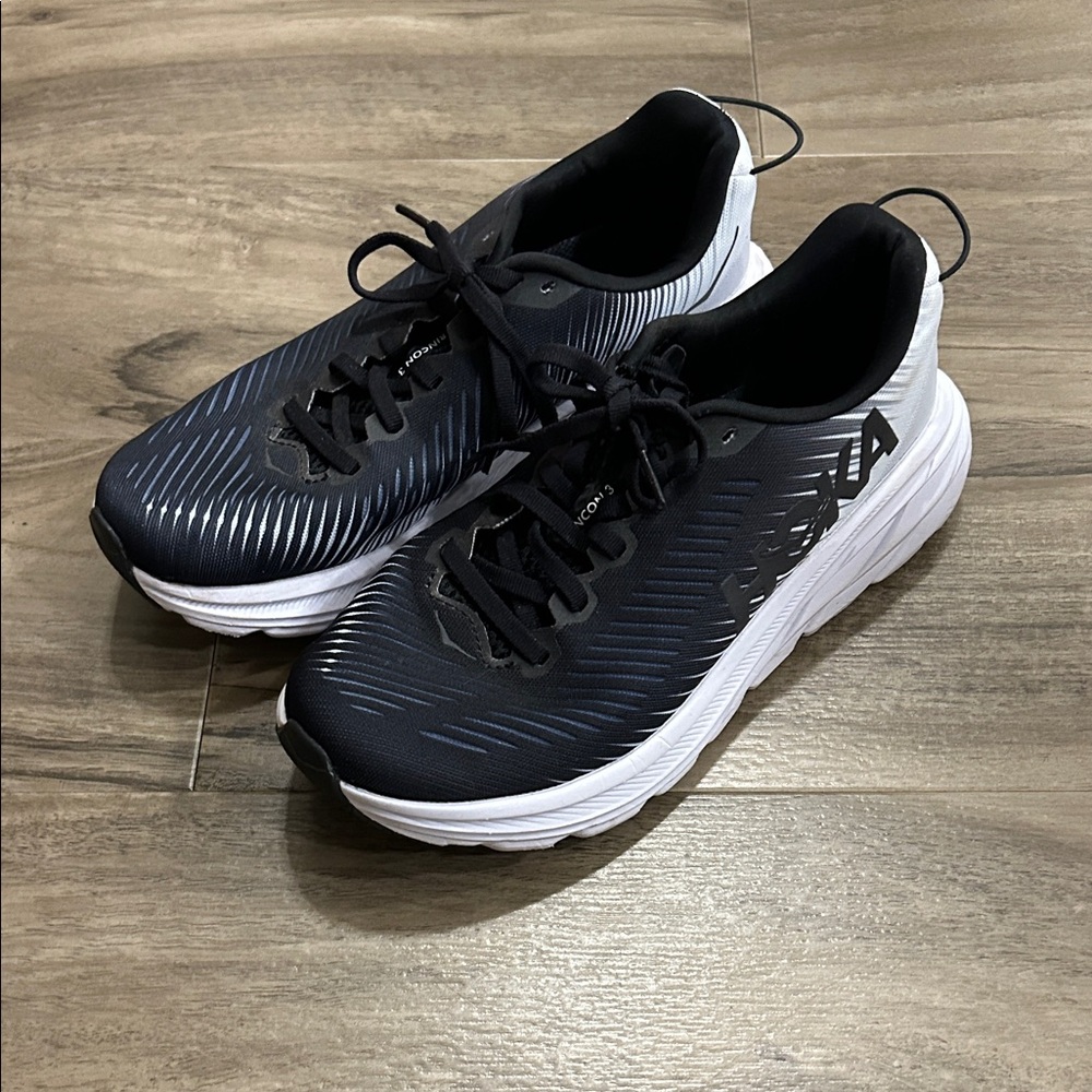 Hoka Rincon 3 Women's Black and White Running Shoes